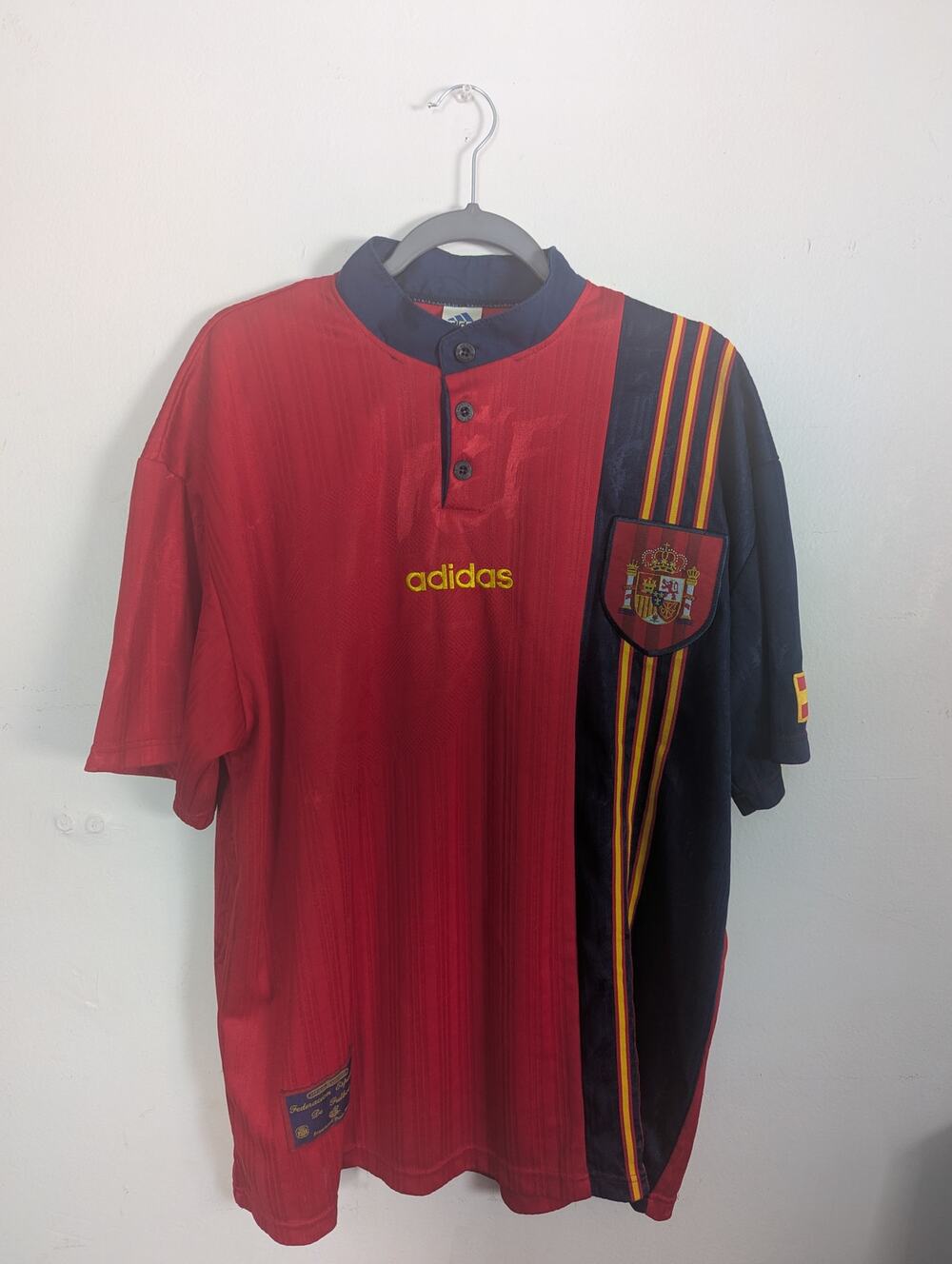Spain 1996 Vintage Jersey XL Adidas Euro Soccer Shirt
